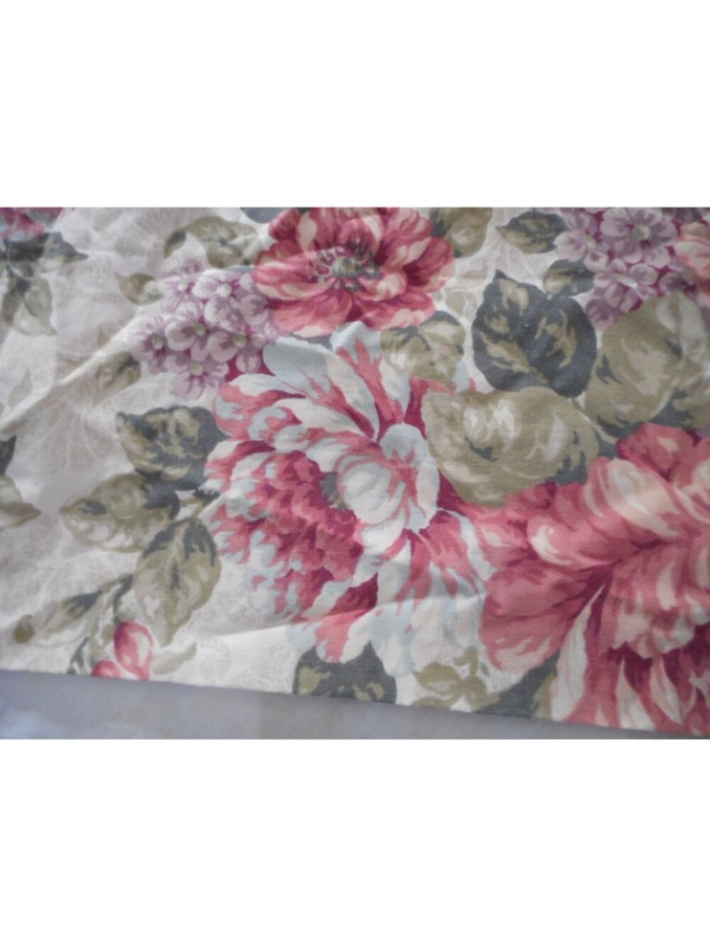 Vintage Dan River beige green dark pink Floral Standard Pillowcase - Picture 4 of 5